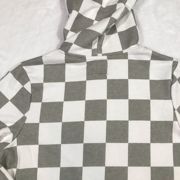 NWT DICKIES grey white red checker crop hoodie Sm - Picture 13 of 16
